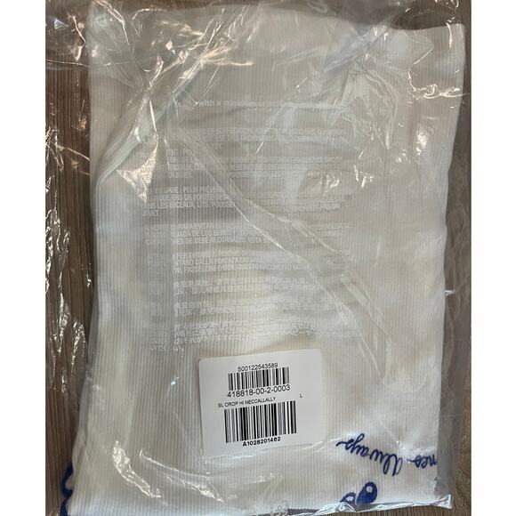 Old Navy Womens White Blue Enjoy Life Graphic Crop Tank Top NEW Large - Picture 5 of 6